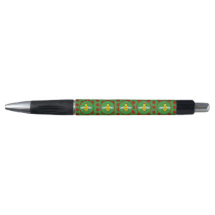 Stylo Jolie abeille de Noël et fleurs de Poinsettia
