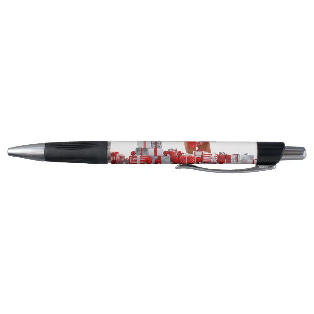 Stylo Joyeux Noël SlipperyJoe cadeau blanc rouge argent (Bas)