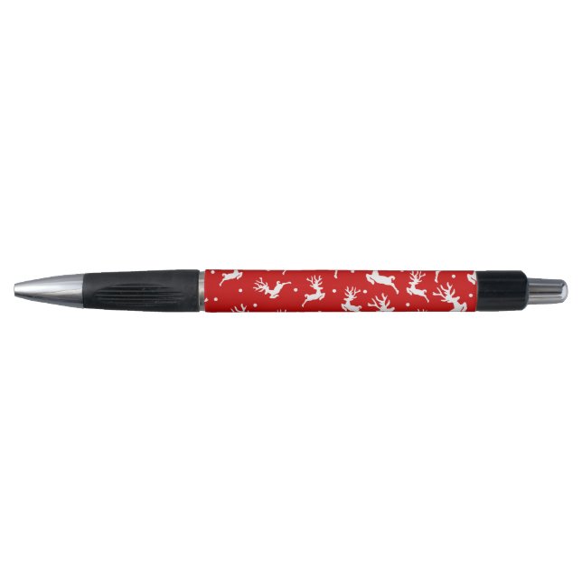 Stylo Joyeux rennes de Noël Rouge (Devant)
