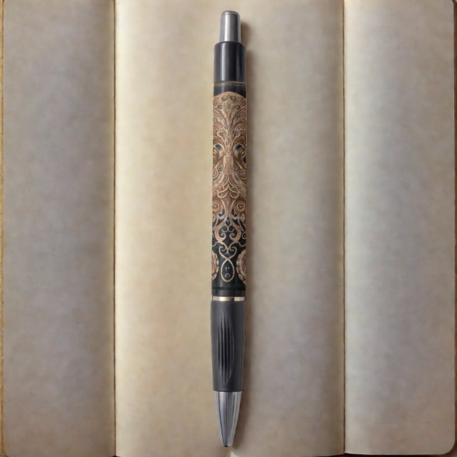 Stylo Kraken Steampunk Octopus Ornate Gold et Noir (Créateur téléchargé)
