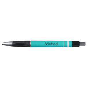 Stylo Le bleu turquoise avec de l'argent barre  