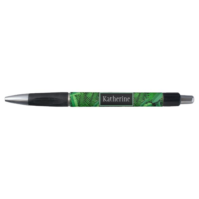 Stylo Le feuille de palmiers tropicaux | ajoute votre (Devant)