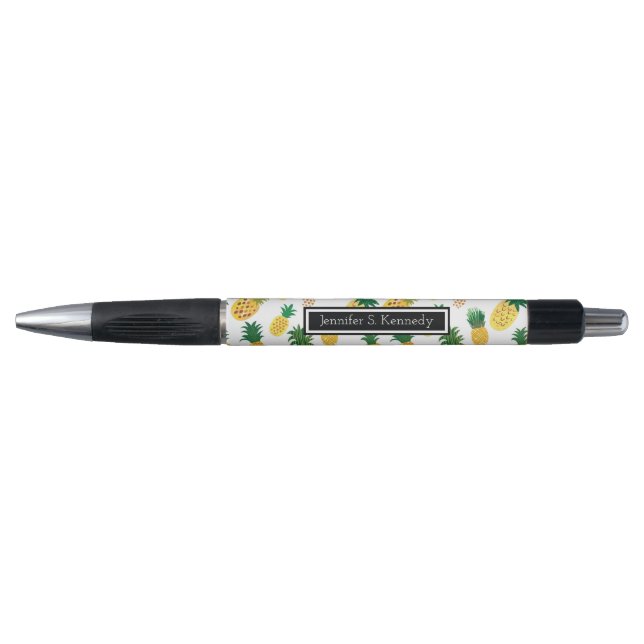 Stylo Le motif à la mode | d'ananas ajoutent votre nom (Devant)