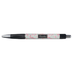 Stylo Les plumes de Flamant rose sur le pois ajoutent