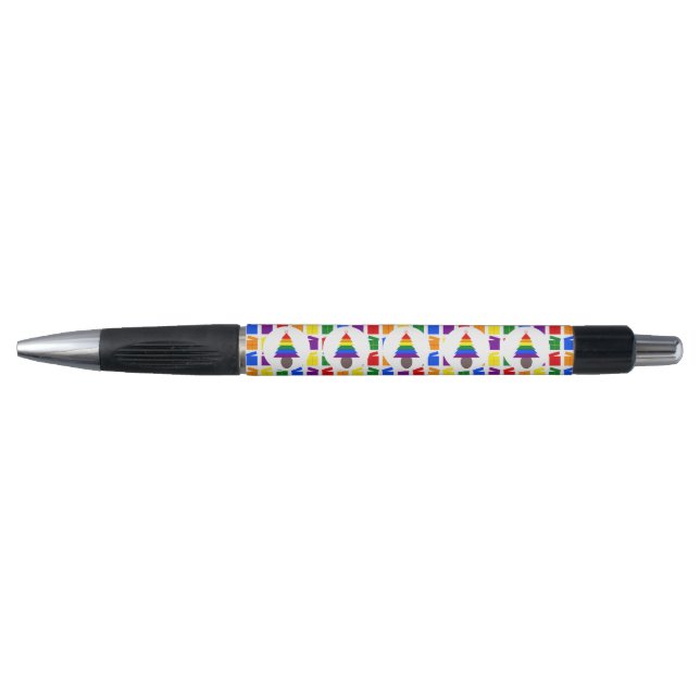 Stylo Lesbiennes Arbre de Noël arc-en-ciel et présents (Devant)
