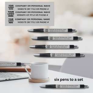 Stylo Logo à 3 faces Gris commercial avec noir
