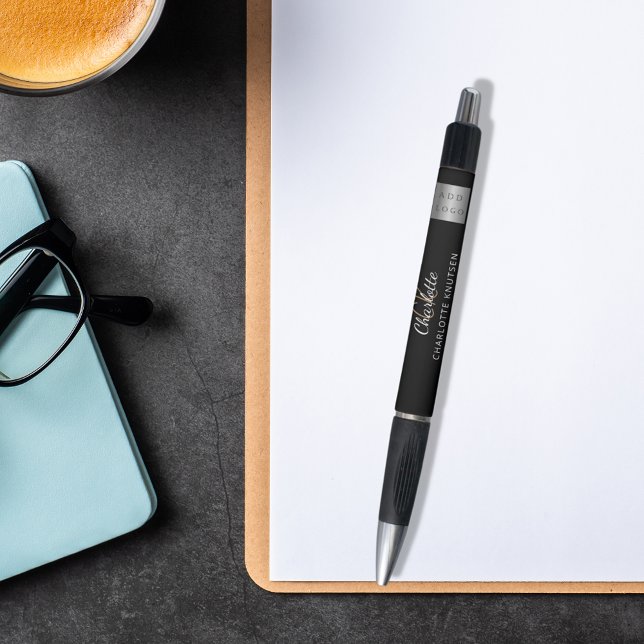 Stylo Logo d'entreprise de nom monographique noir blanc (Créateur téléchargé)