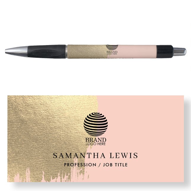 Stylo Logo et nom de l'entreprise promotionnels Rose Pâl (Blush Pink Gold Promotional Business Logo & Name Pen)
