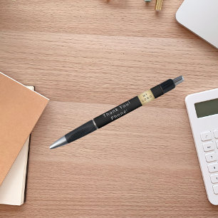 Stylo Logo noir blanc entreprise Merci