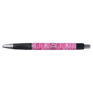 Stylo Logo personnalisé rose et blanc pixel