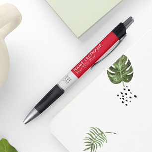 Stylo Logo sur mesure simple moderne rouge vif pour les
