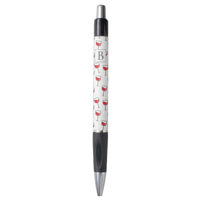 Stylo Lunettes de vin rouge Motif Monogramme (Devant (Vertical))