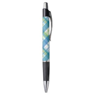 Stylo Madras à carreaux vert et bleu