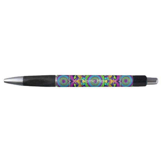 Stylo Mandala bleu et gras (Devant)
