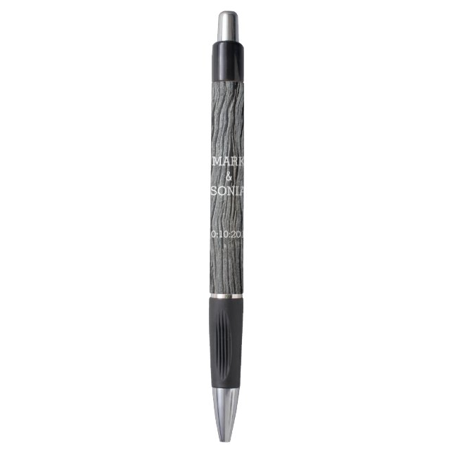 Stylo Mariage de coeur sculpté en bois (Devant (Vertical))