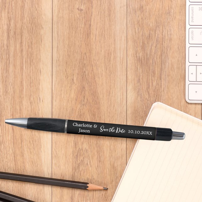 Stylo Mariage noir blanc Enregistrer la date (Créateur téléchargé)