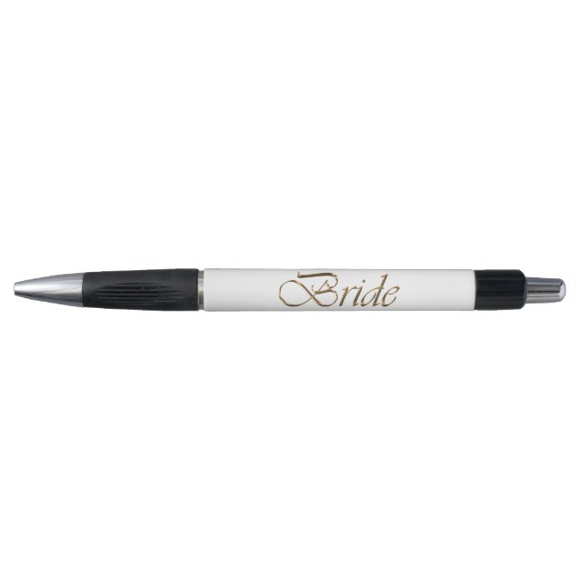 Stylo Mariée, écriture or élégant chic mariage blanc (Devant)