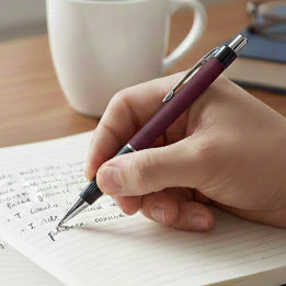 Stylo Marron Aspect Cuir avec Nom Personnalisable
