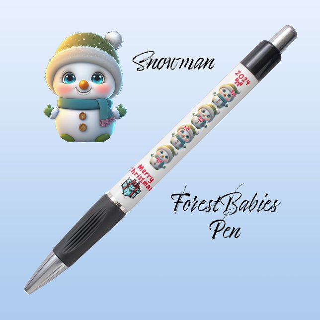 Stylo Mignonne bonhomme de neige de Noël, Graphique de f (Créateur téléchargé)