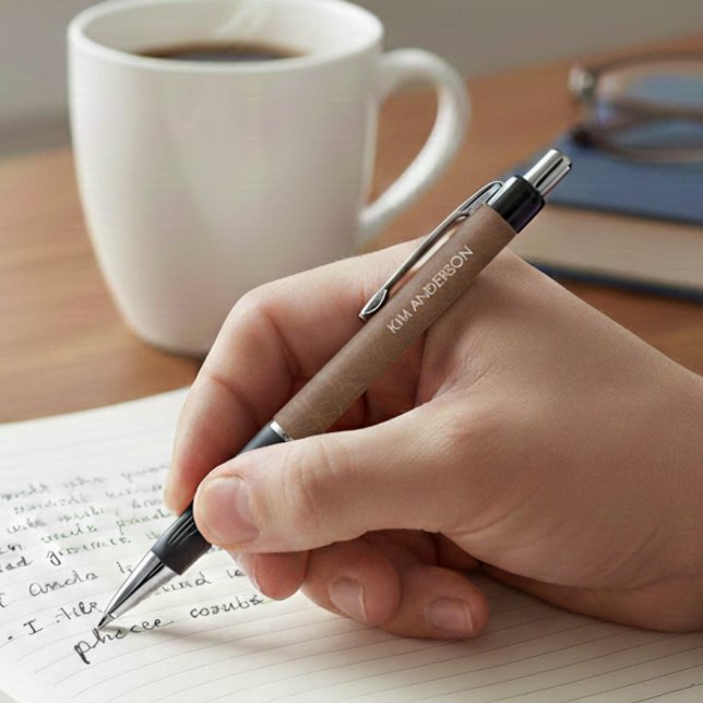 Stylo Minimalist Aged Leather Style Design Personalized (Créateur téléchargé)