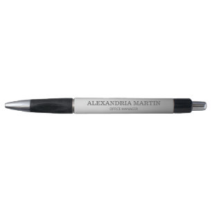Stylo Moderne Minimaliste Métallique Argent Nom Fonction