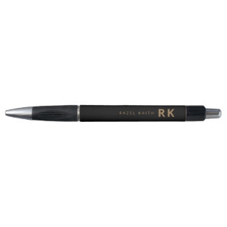 Stylo Moderne minimaliste tendance Noir Or Deux Monogram
