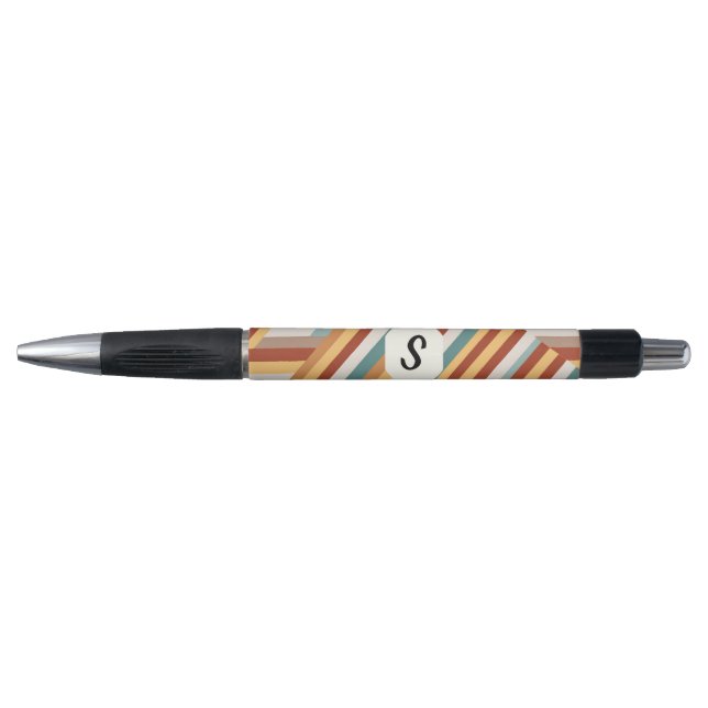 Stylo moderne Monogramme les années 70 géométrique (Devant)