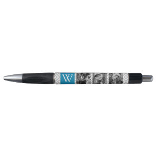Stylo Monogramme bleu et collage photo