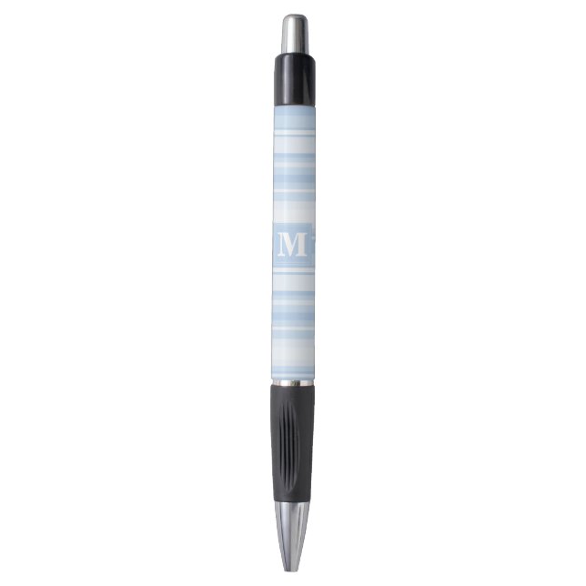 Stylo Monogramme Bleu rayures (Devant (Vertical))