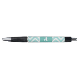 Stylo monogramme de chevron bleu