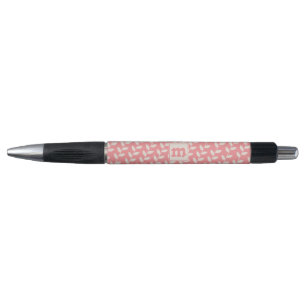 Stylo Monogramme de Motif à feuilles rétro les années 70