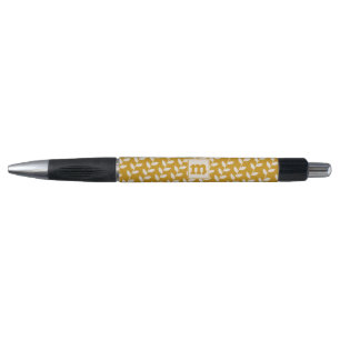 Stylo Monogramme de Motif de feuille les années 70 rétro