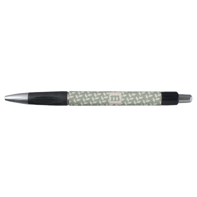 Stylo Monogramme de Motif de feuille rétro les années 70 (Devant)
