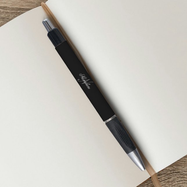 Stylo Monogramme de nom noir et blanc personnalisé uniqu (Créateur téléchargé)