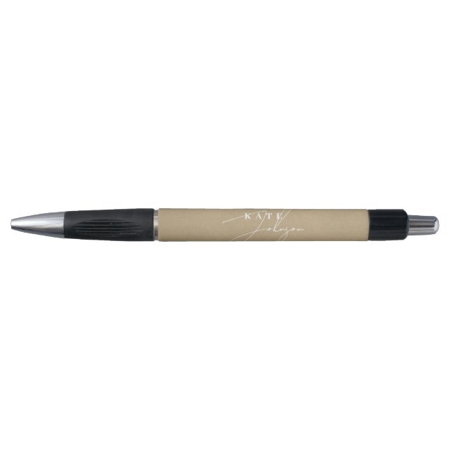 Stylo Monogramme de style rustique kraft signature scrip (Devant)
