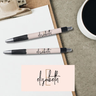 Stylo Monogramme élégant rose or script