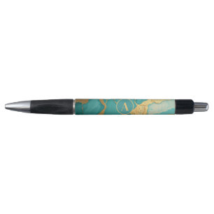 Stylo Monogramme Gold & Marbre Turquoise Luxe