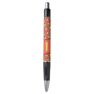 Stylo Monogramme jaune Motif géométrique orange