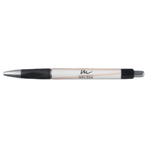 Stylo Monogramme moderne Lignes rose pâle Art Abstrait