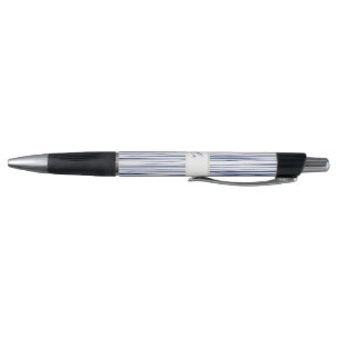 Stylo Monogramme Motif à rayures blanc et marine c