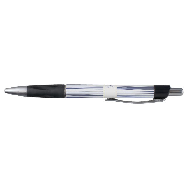 Stylo Monogramme Motif à rayures blanc et marine c (Bas)