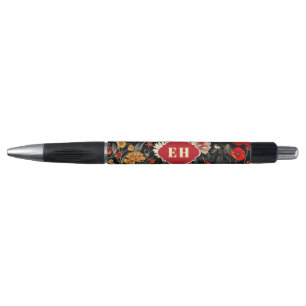 Stylo Monogramme rouge et crème foncé