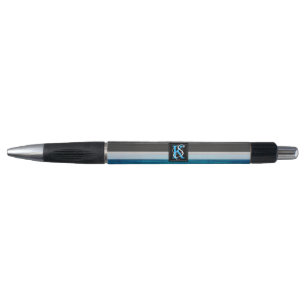 Stylo Monogramme simple à deux tons d'origine bleue et