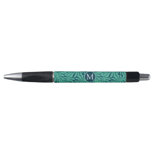 Stylo Monogramme tropical du motif | de feuille de (Devant)