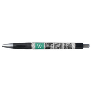 Stylo Monogramme vert et collage photo