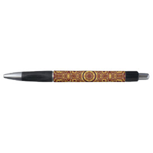 Stylo Motif Abstrait Rouge Or Bohème Marocain