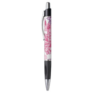 Stylo Motif avec les asters et le dahlia roses