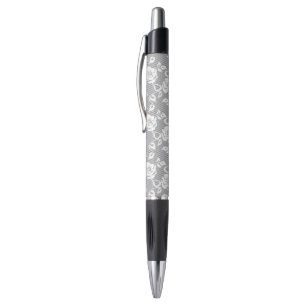 Stylo Motif blanc de dentelle sur l'arrière - plan gris