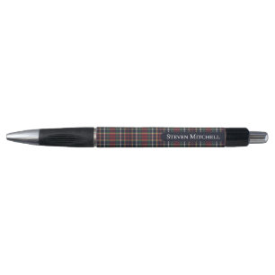 Stylo Motif carreaux bleu foncé rouge vert classique