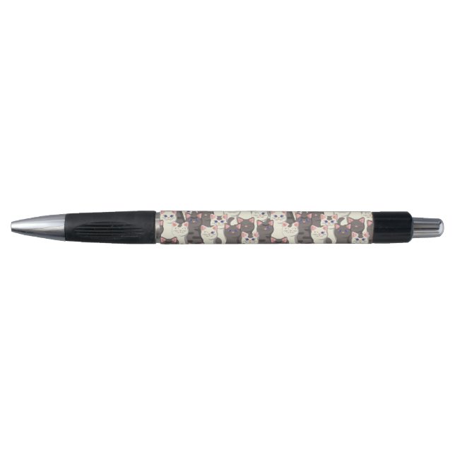 Stylo Motif de chats blancs et gris (Devant)